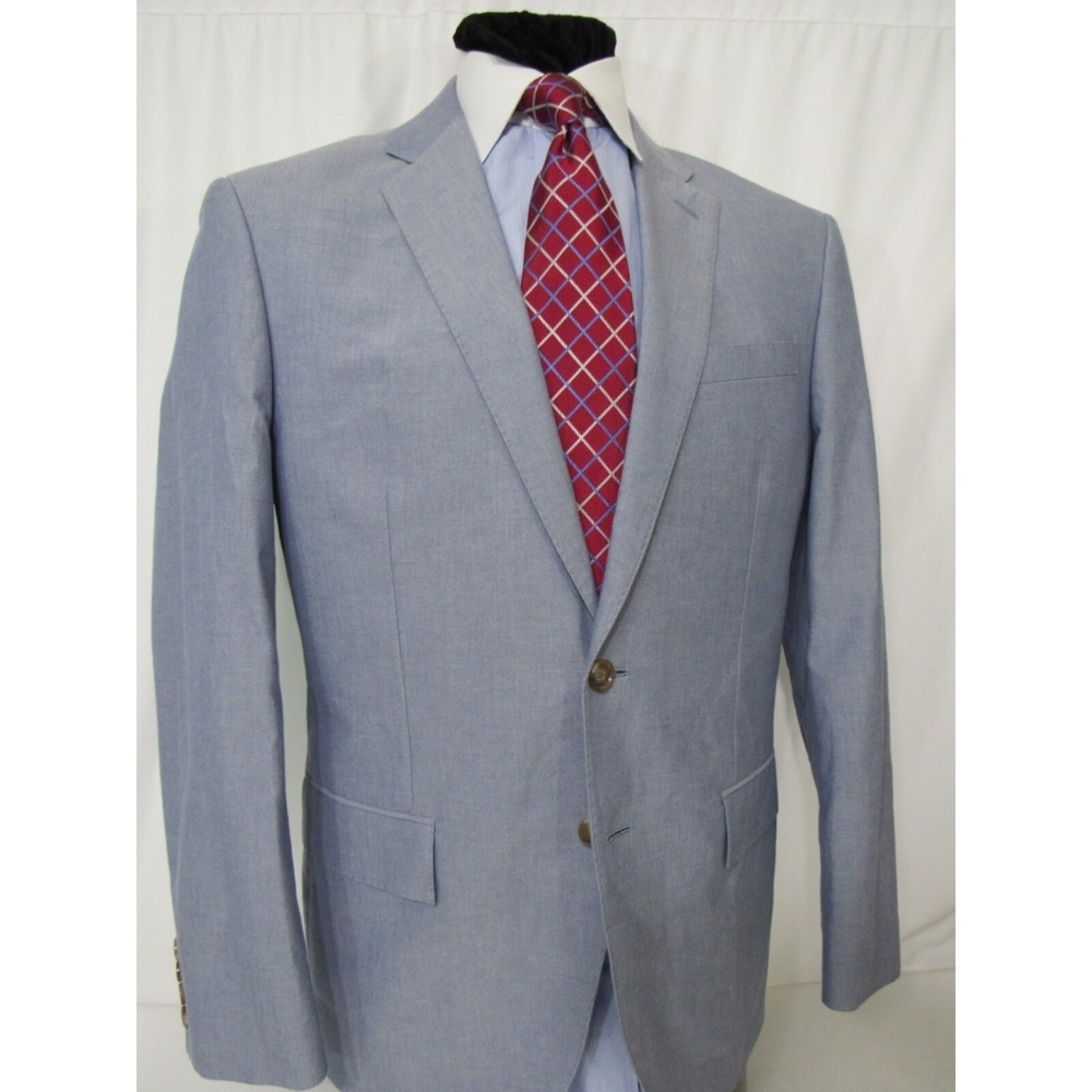 J Crew Crosby Classic Tessuti Carpini Blue Men's Cotton Blazer Sz 40S NEW